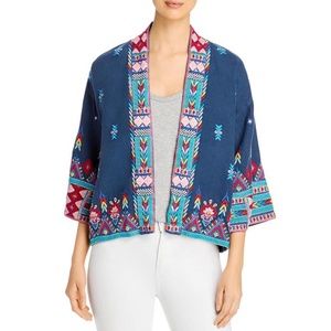 Johnny Was Laurelle Cropped Embroidered Kimono